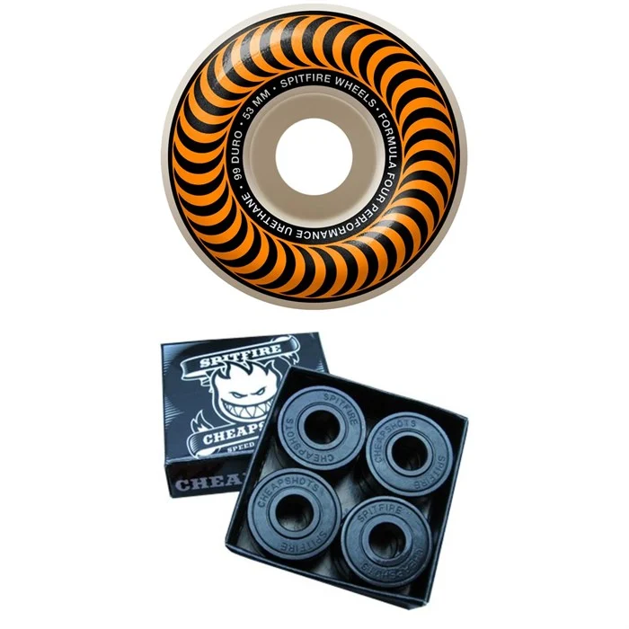 Spitfire Formula Four 99d Classics Skateboard Wheels ​+ Spitfire Cheapshots Bearings