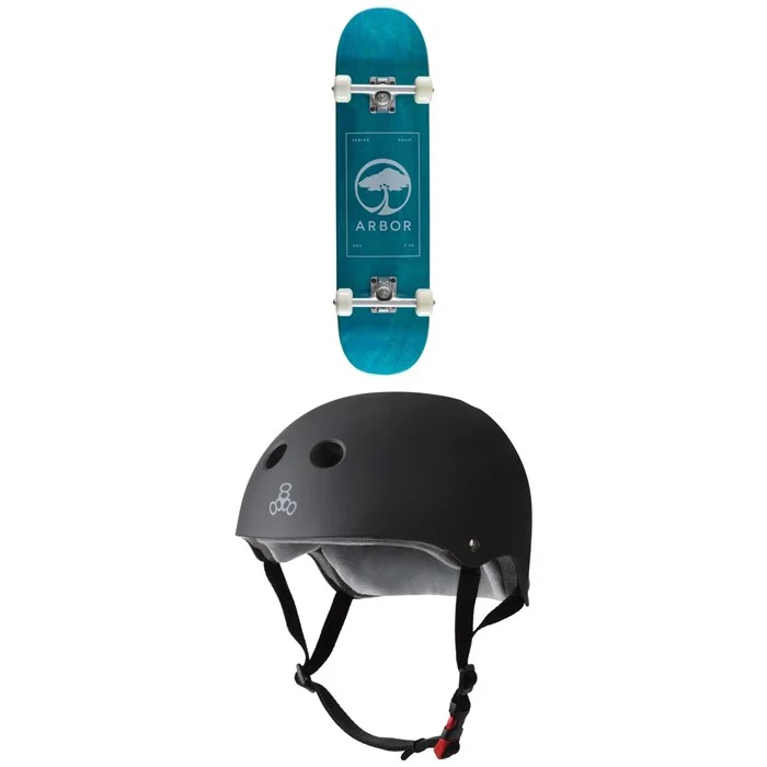 Arbor Street 7.75 Skateboard Complete ​+ Triple 8 The Certfied Sweatsaver Skateboard Helmet