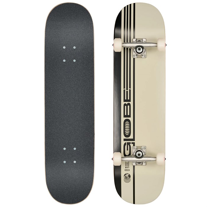 Globe G0 Strype Hard Black​/Off-White 8.0 Complete Skateboard